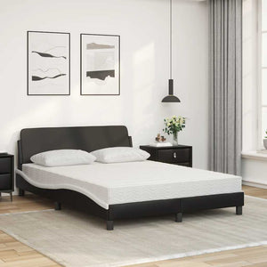 vidaXL Bed with Mattress "Dover" Black and White 120x200 cm Faux Leather