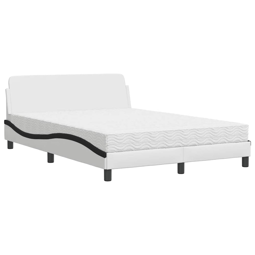 vidaXL "Dover" Bed with Mattress White and Black 120x200 cm Faux Leather