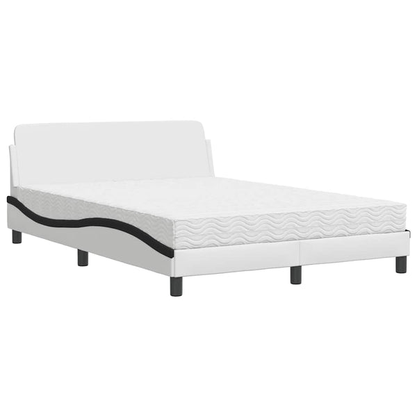 vidaXL "Dover" Bed with Mattress White and Black 120x200 cm Faux Leather