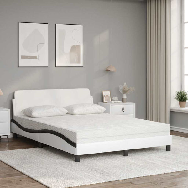 vidaXL "Dover" Bed with Mattress White and Black 120x200 cm Faux Leather