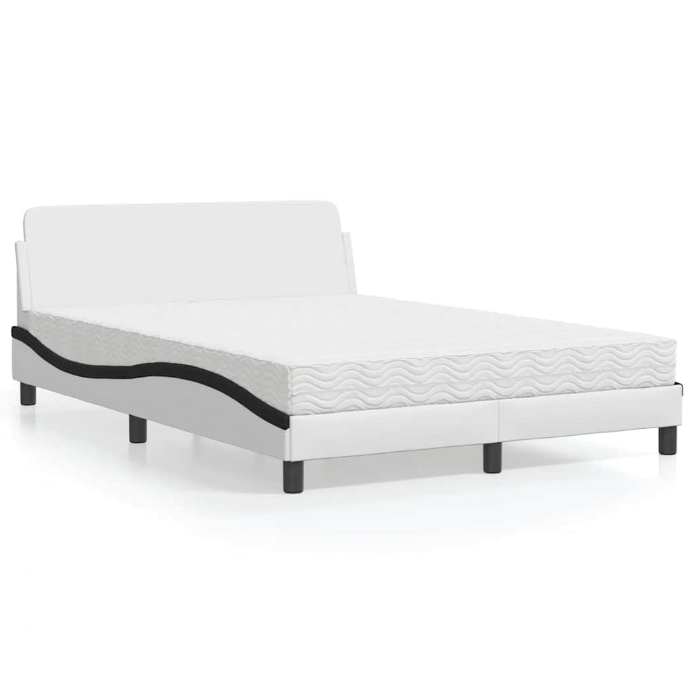 vidaXL "Dover" Bed with Mattress White and Black 120x200 cm Faux Leather