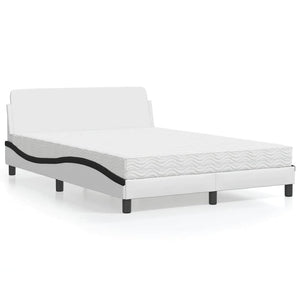 vidaXL "Dover" Bed with Mattress White and Black 120x200 cm Faux Leather