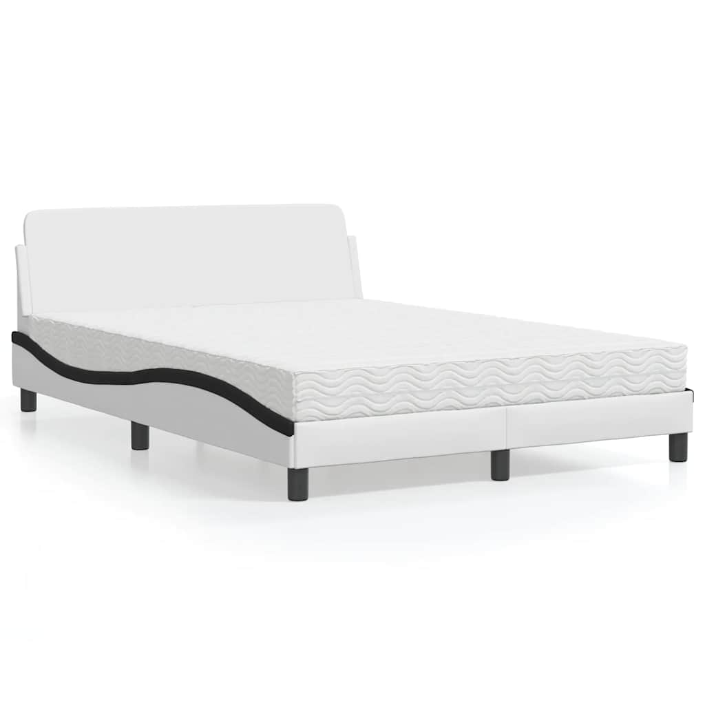 vidaXL "Dover" Bed with Mattress White and Black 120x200 cm Faux Leather