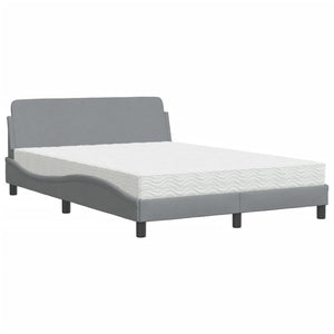 vidaXL Bed with Mattress "Dover" Light Grey 140x190 cm Fabric