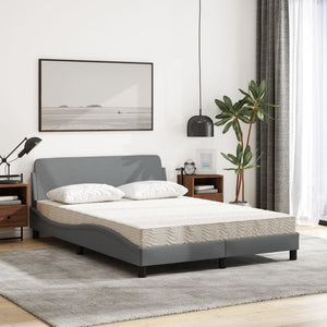 vidaXL Bed with Mattress "Dover" Light Grey 140x190 cm Fabric