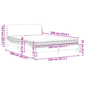vidaXL Bed with Mattress "Dover" Light Grey 140x190 cm Fabric