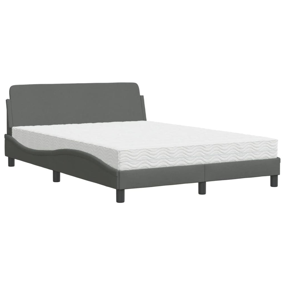 vidaXL Bed with mattress "Dover" Dark Grey 140x190 cm Fabric