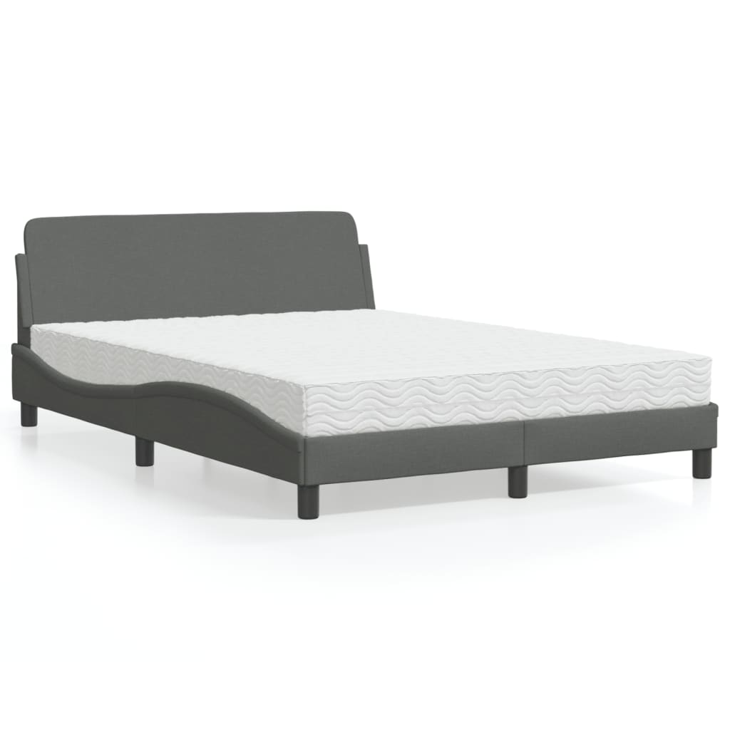 vidaXL Bed with mattress "Dover" Dark Grey 140x190 cm Fabric