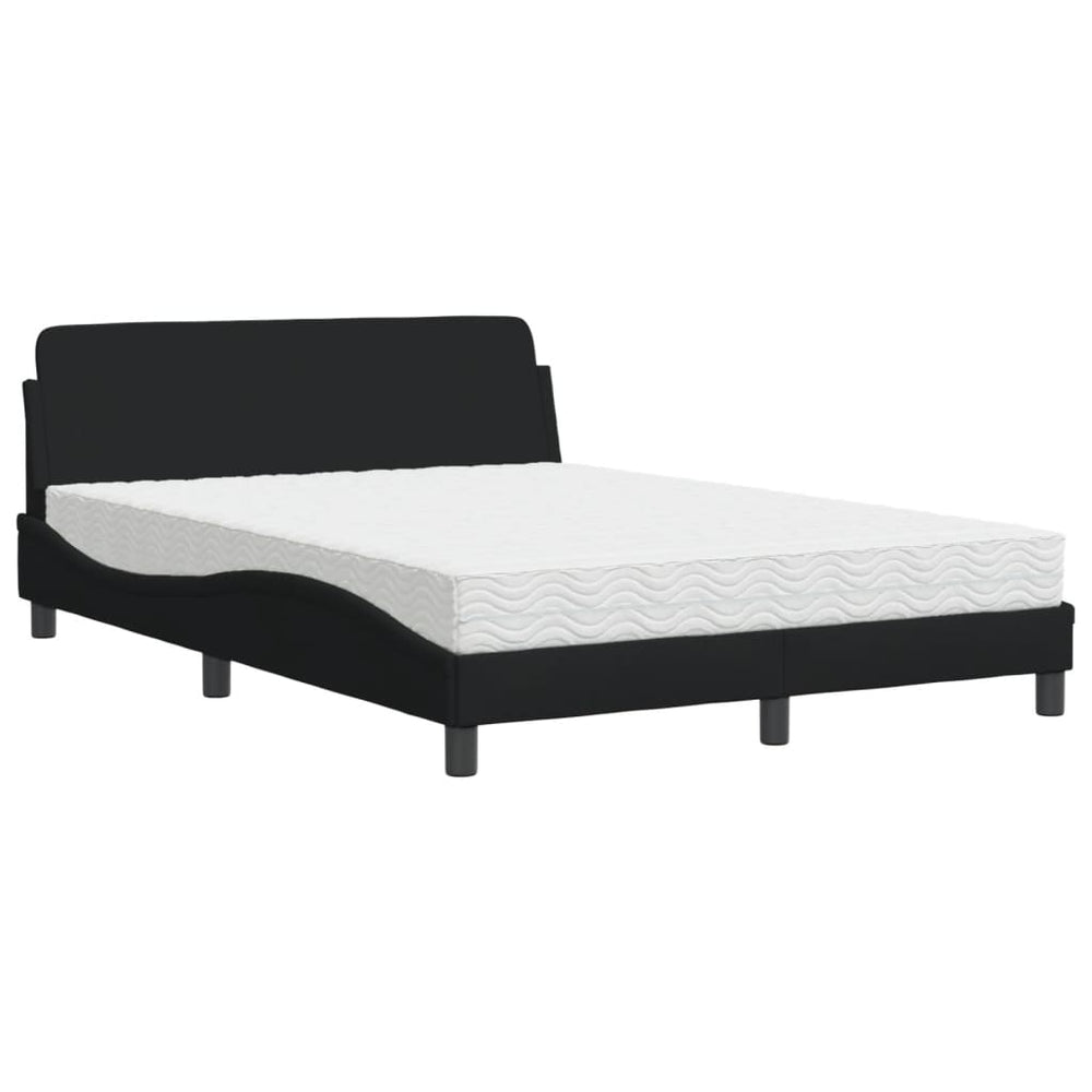 vidaXL Bed with Mattress "Dover" Black 140x190 cm Fabric