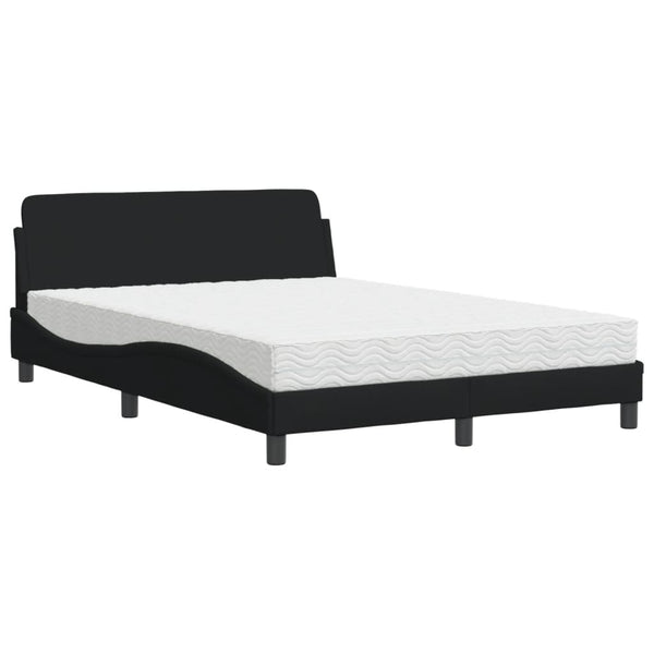 vidaXL Bed with Mattress "Dover" Black 140x190 cm Fabric