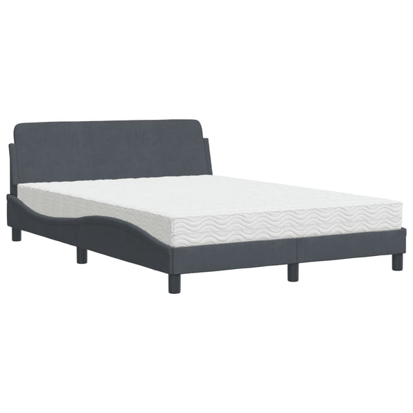 vidaXL Bed with Mattress "Dover" Dark Grey 140x190 cm Velvet
