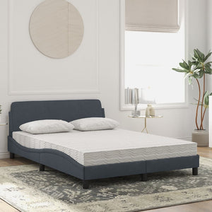 vidaXL Bed with Mattress "Dover" Dark Grey 140x190 cm Velvet