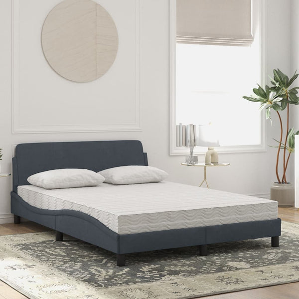 vidaXL Bed with Mattress "Dover" Dark Grey 140x190 cm Velvet