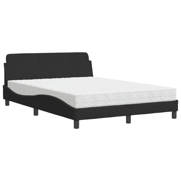 vidaXL Bed with Mattress "Dover" Black 140x190 cm Velvet