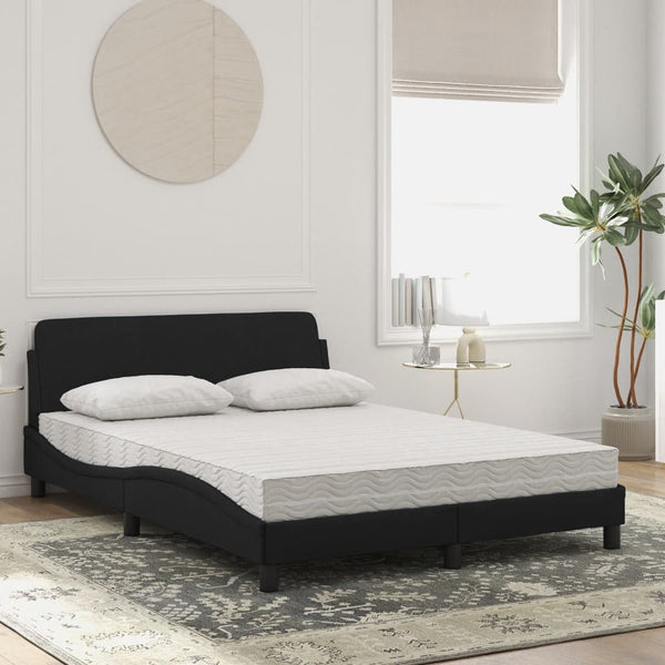 vidaXL Bed with Mattress "Dover" Black 140x190 cm Velvet