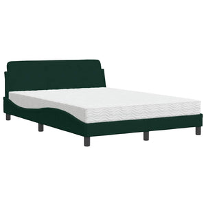 vidaXL "Dover" Bed with Mattress Dark Green 140x190 cm Velvet