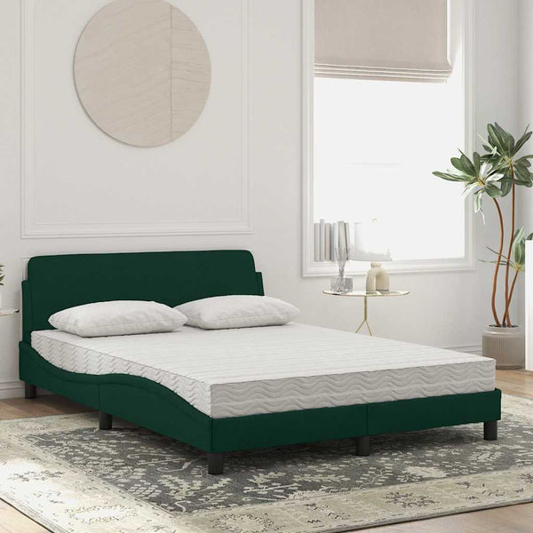 vidaXL "Dover" Bed with Mattress Dark Green 140x190 cm Velvet