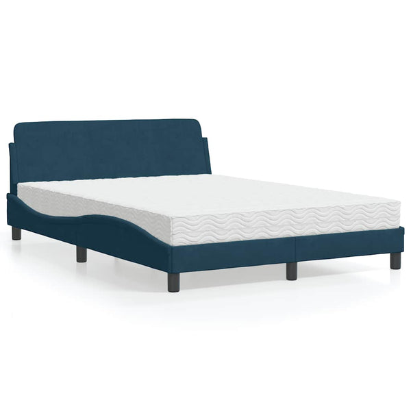 vidaXL Bed with Mattress "Dover" Blue 140x190 cm Velvet