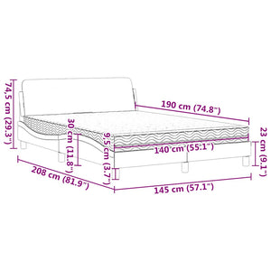 vidaXL Bed with Mattress "Dover" Blue 140x190 cm Velvet