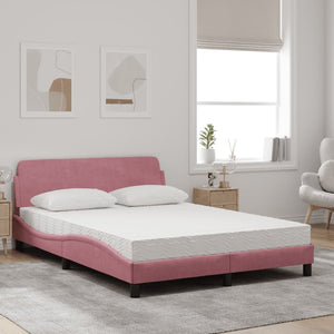 vidaXL Bed with Mattress "Dover" Pink 140x190 cm Velvet