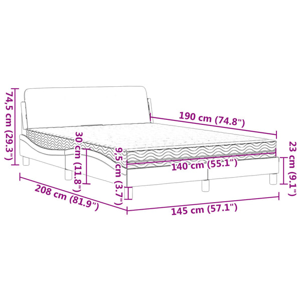 vidaXL Bed with Mattress "Dover" Pink 140x190 cm Velvet