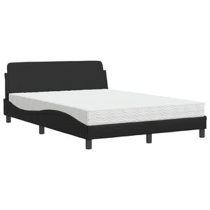 vidaXL "Dover" Bed with Mattress Black 140x190 cm Faux Leather