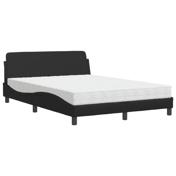 vidaXL "Dover" Bed with Mattress Black 140x190 cm Faux Leather