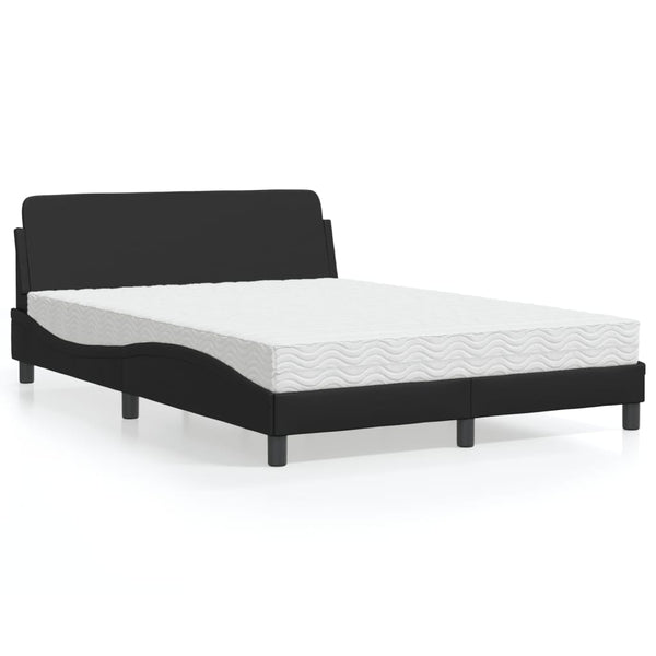 vidaXL "Dover" Bed with Mattress Black 140x190 cm Faux Leather