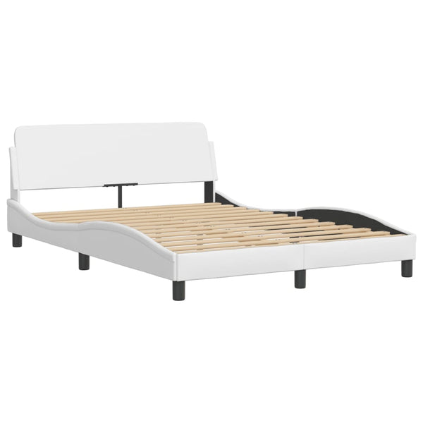 vidaXL Bed with Mattress "Dover" White 140x190 cm Faux Leather