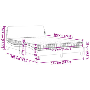 vidaXL Bed with Mattress "Dover" Brown 140x190 cm Faux Leather