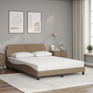 vidaXL Bed with Mattress "Dover" Cappuccino-Brown 140x190 cm Faux Leather