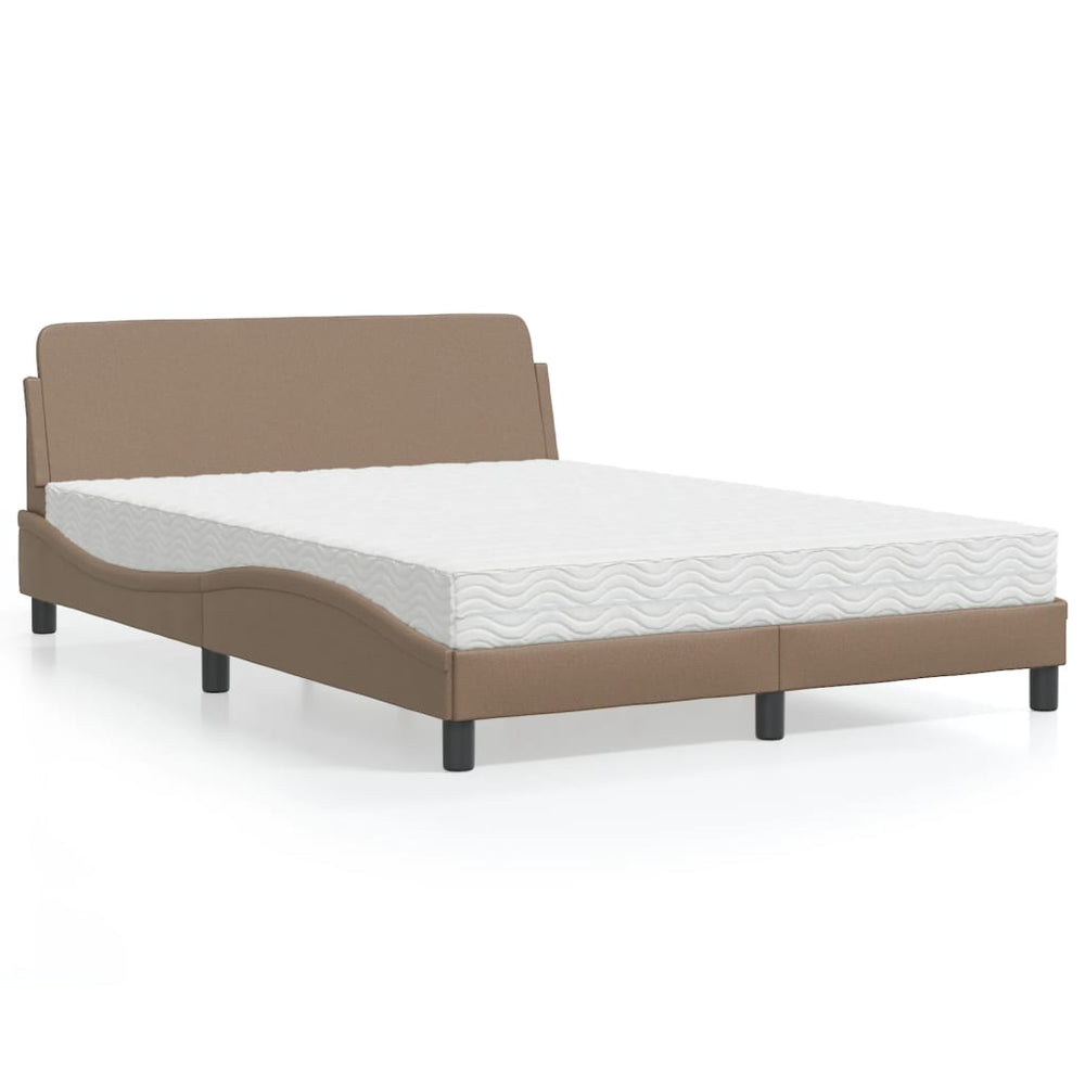 vidaXL Bed with Mattress "Dover" Cappuccino-Brown 140x190 cm Faux Leather
