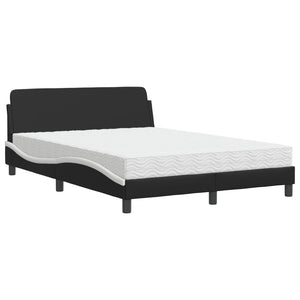 vidaXL "Dover" Bed with Mattress Black and White 140x190 cm Faux Leather