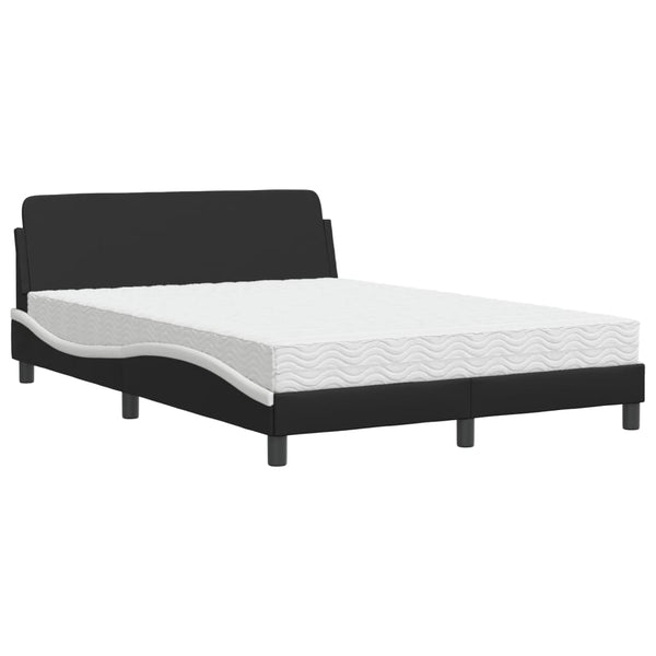 vidaXL "Dover" Bed with Mattress Black and White 140x190 cm Faux Leather