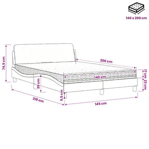 vidaXL Bed with Mattress "Dover" Light Grey 140x200 cm Fabric
