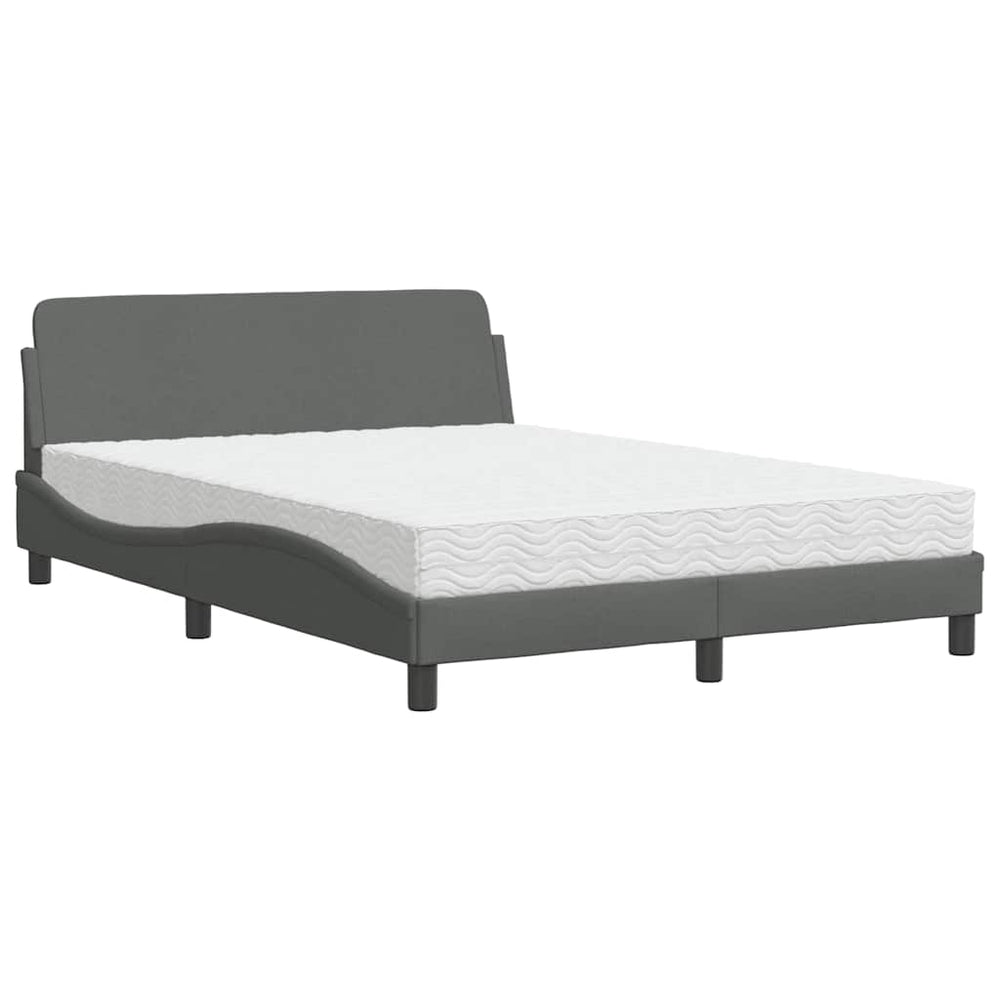 vidaXL Bed with Mattress "Dover" Dark Grey 140x200 cm Fabric