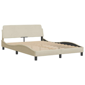 vidaXL Bed with Mattress "Dover" Cream 140x200 cm Fabric