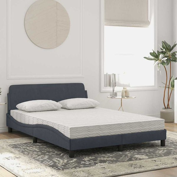 vidaXL "Dover" Bed with Mattress Dark Grey 140x200 cm Velvet