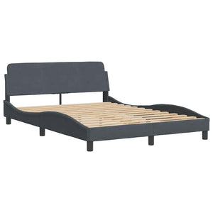 vidaXL "Dover" Bed with Mattress Dark Grey 140x200 cm Velvet
