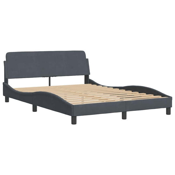 vidaXL "Dover" Bed with Mattress Dark Grey 140x200 cm Velvet