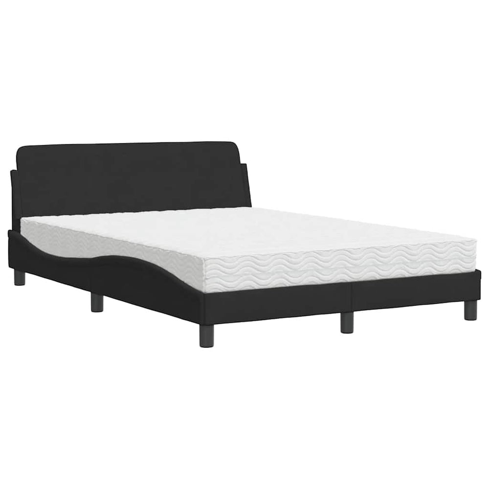 vidaXL Bed with Mattress "Dover" Black 140x200 cm Velvet