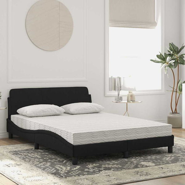 vidaXL Bed with Mattress "Dover" Black 140x200 cm Velvet