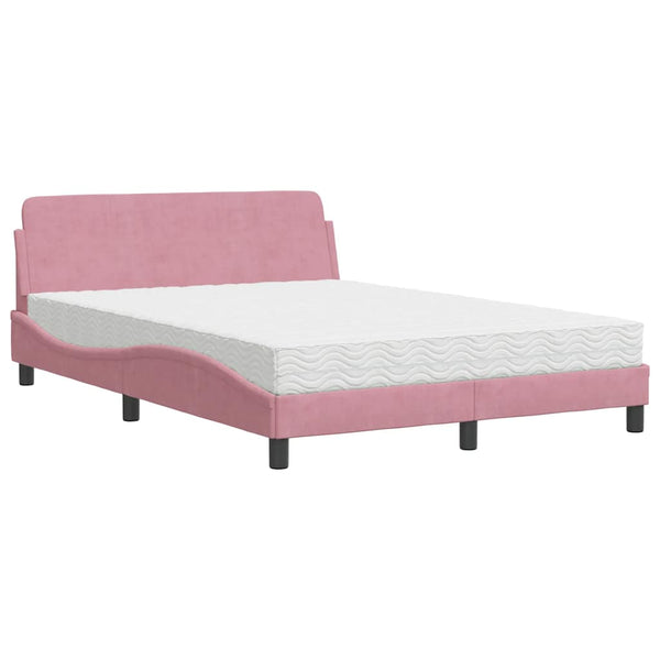 vidaXL Bed with Mattress "Dover" Pink 140x200 cm Velvet