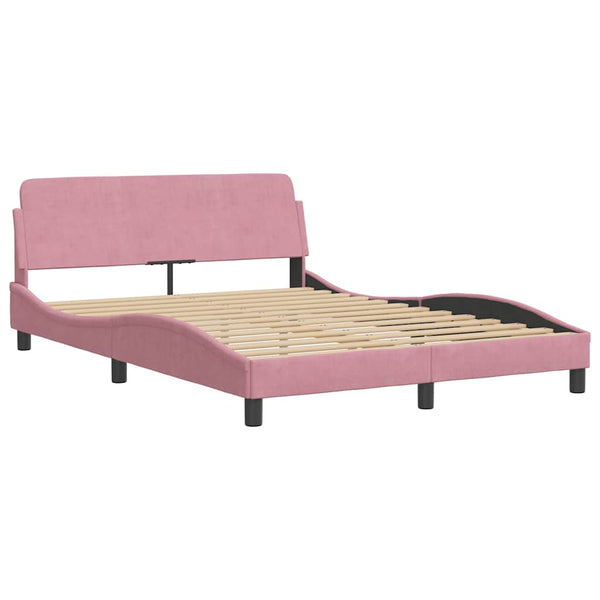 vidaXL Bed with Mattress "Dover" Pink 140x200 cm Velvet