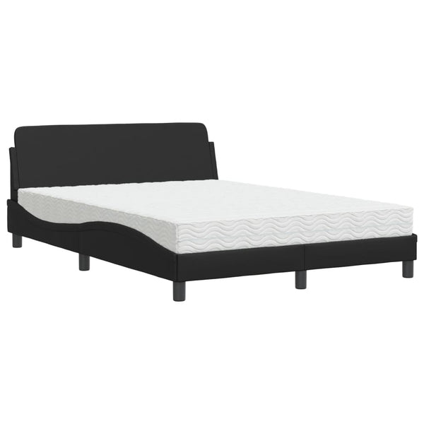 vidaXL Bed with Mattress "Dover" Black 140x200 cm Faux Leather