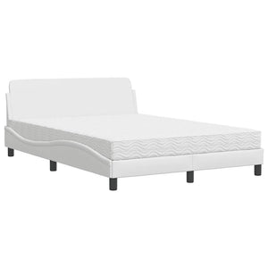 vidaXL "Dover" Bed with Mattress White 140x200 cm Faux Leather