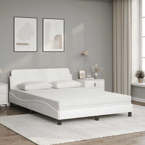 vidaXL "Dover" Bed with Mattress White 140x200 cm Faux Leather