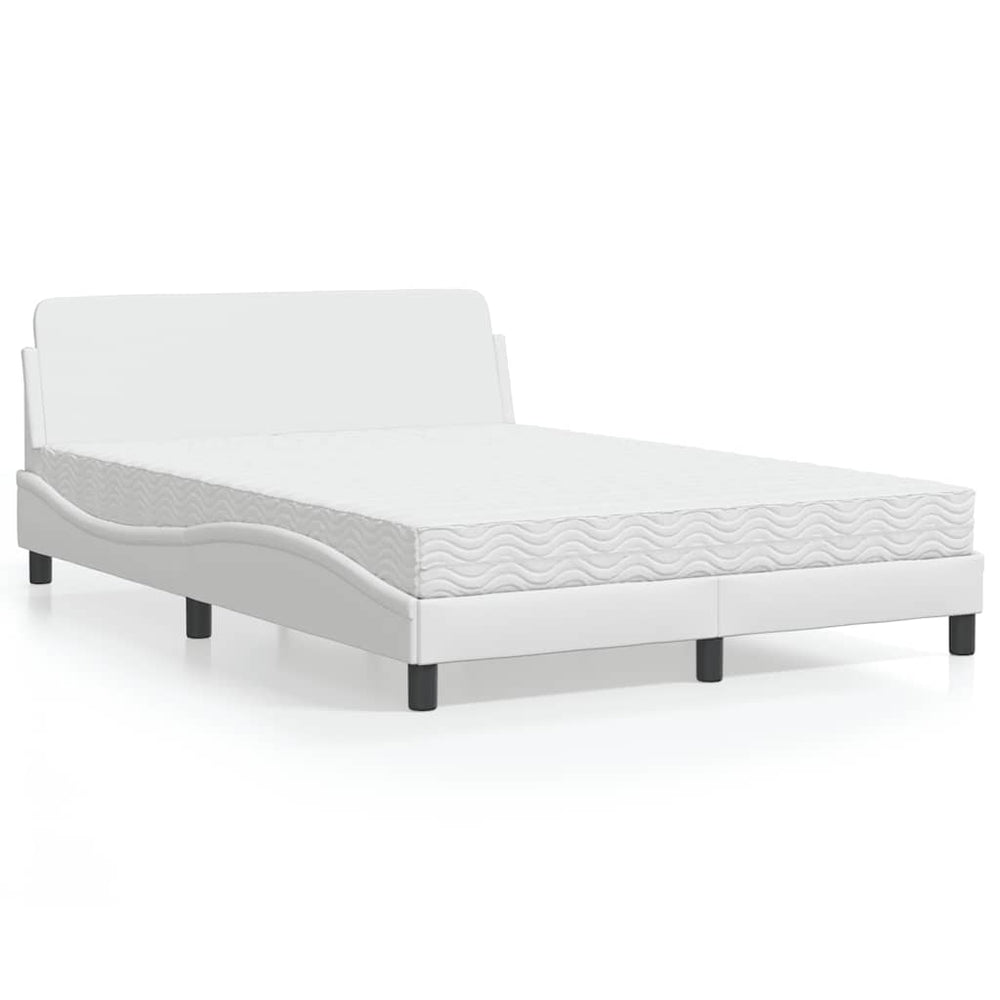 vidaXL "Dover" Bed with Mattress White 140x200 cm Faux Leather