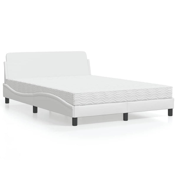 vidaXL "Dover" Bed with Mattress White 140x200 cm Faux Leather