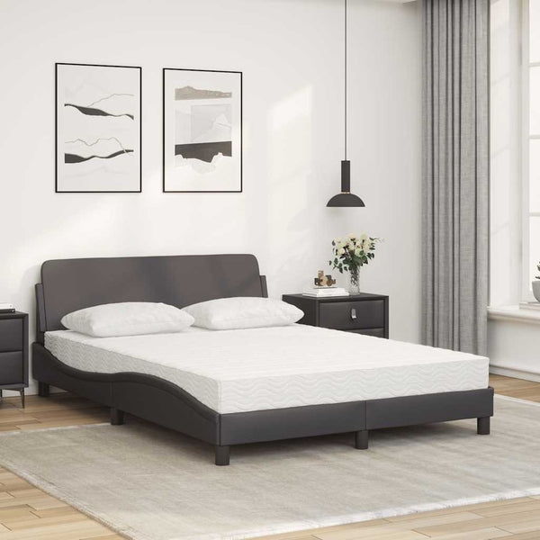 vidaXL Bed with Mattress "Dover" Grey 140x200 cm Faux Leather